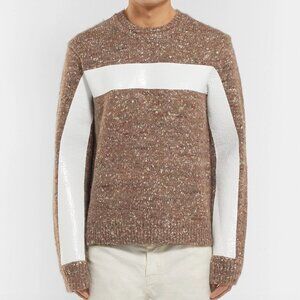 Helmut Lang Panelled Donegal Wool Alpaca and Silk-Blend Men's Sweater Brown XL